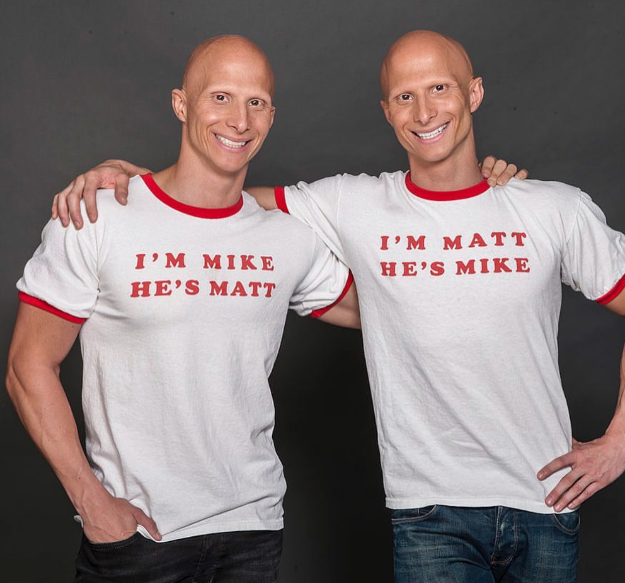 Identical twins Matt and Mike Perfetuo together